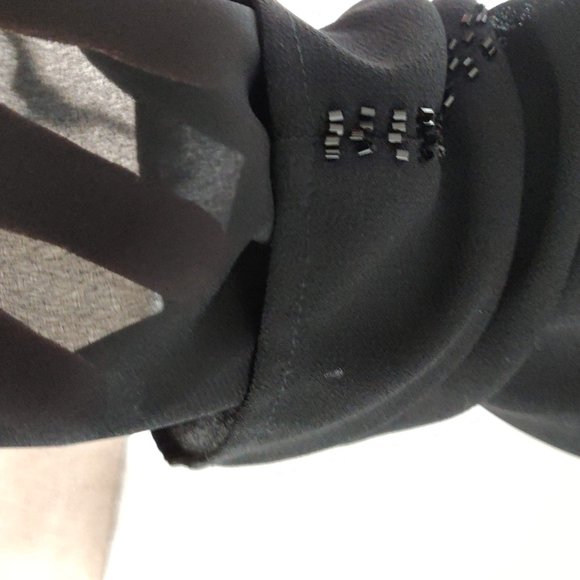 Elegant Black Wide Leg Pants with Beaded Detail - Picture 7 of 8